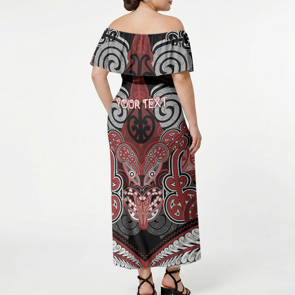 Aotearoa Iwi Ngapuhi Personalised Off Shoulder Maxi Dress Maori Kowhaiwhai Pattern LT19 - Polynesian Pride