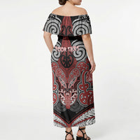Aotearoa Iwi Ngapuhi Personalised Off Shoulder Maxi Dress Maori Kowhaiwhai Pattern LT19 - Polynesian Pride