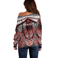 Aotearoa Iwi Ngapuhi Personalised Off Shoulder Sweater Maori Kowhaiwhai Pattern LT19 - Polynesian Pride