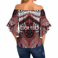 Aotearoa Iwi Ngapuhi Personalised Off Shoulder Wrap Waist Top Maori Kowhaiwhai Pattern LT19 - Polynesian Pride