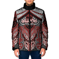 Aotearoa Iwi Ngapuhi Personalised Padded Jacket Maori Kowhaiwhai Pattern LT19 Men Red - Polynesian Pride