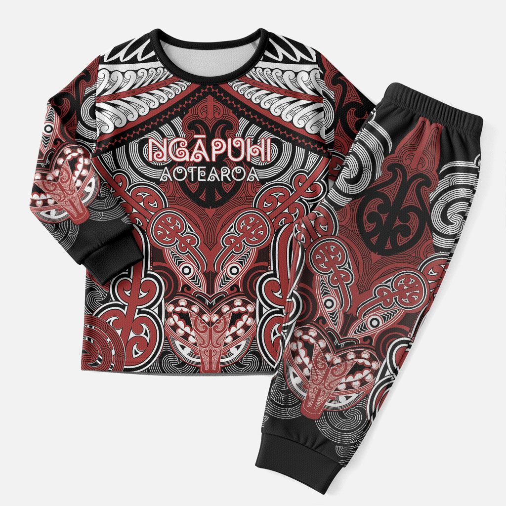 Aotearoa Iwi Ngapuhi Personalised Christmas Pajama Set Maori Kowhaiwhai Pattern LT19 Men Red - Polynesian Pride