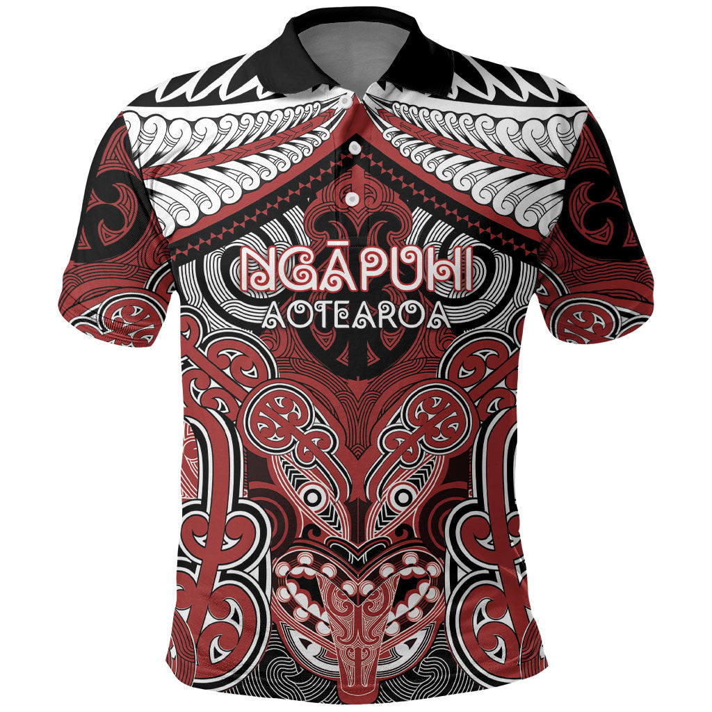 Aotearoa Iwi Ngapuhi Personalised Polo Shirt Maori Kowhaiwhai Pattern LT19 Red - Polynesian Pride