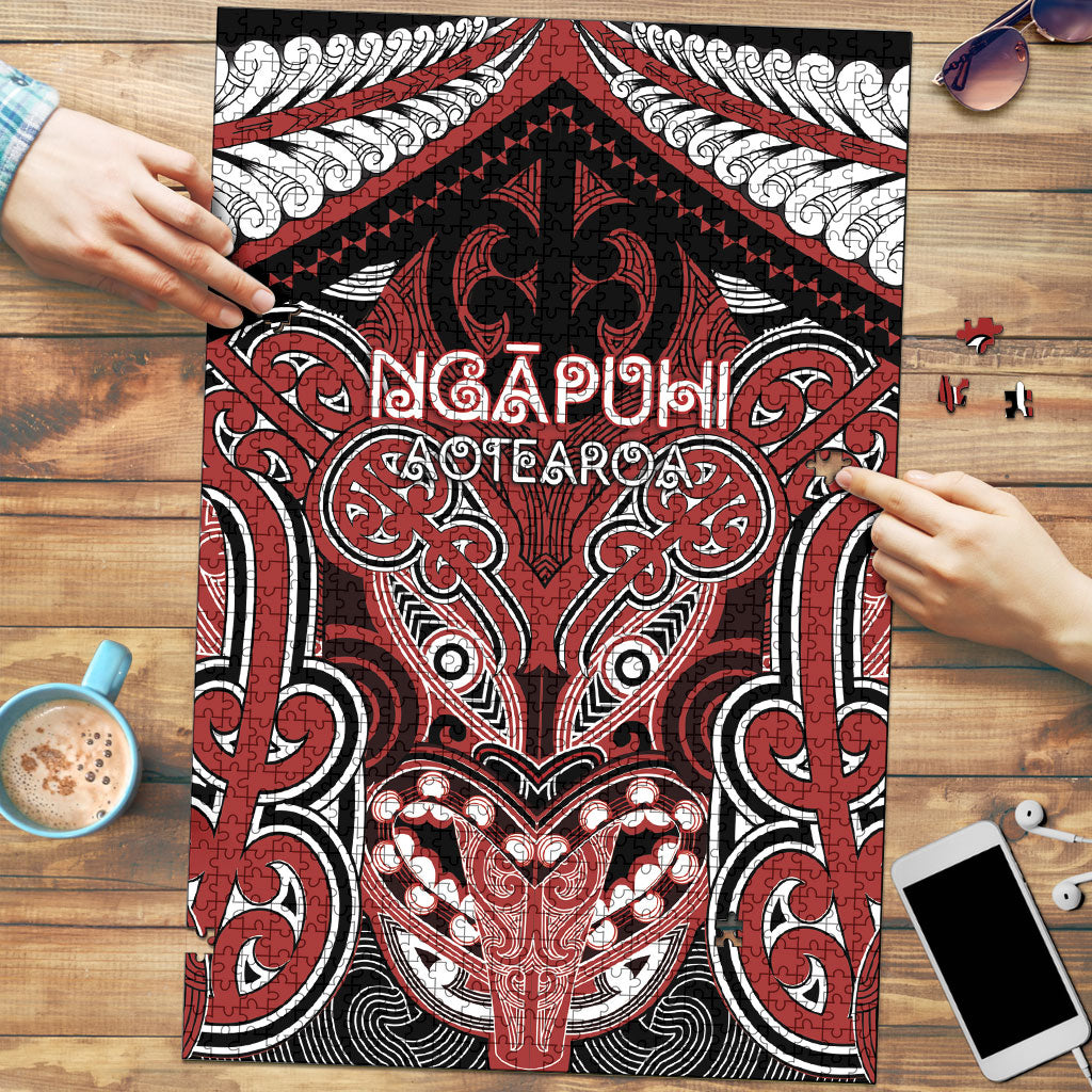 Aotearoa Iwi Ngapuhi Puzzle Maori Kowhaiwhai Pattern LT19 Red - Polynesian Pride