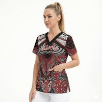Aotearoa Iwi Ngapuhi Personalised Scrub Top Maori Kowhaiwhai Pattern LT19 - Polynesian Pride