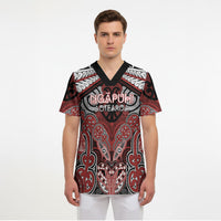 Aotearoa Iwi Ngapuhi Personalised Scrub Top Maori Kowhaiwhai Pattern LT19 - Polynesian Pride