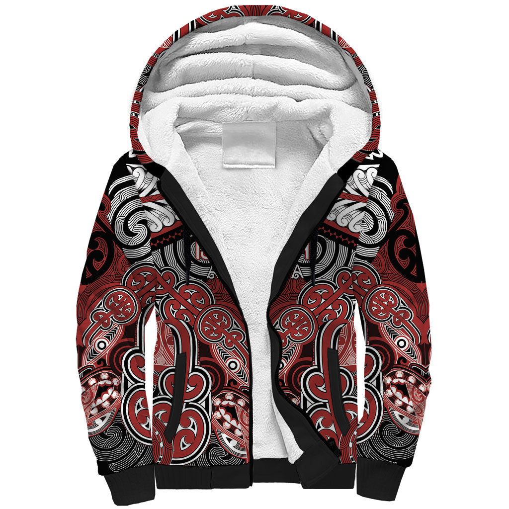Aotearoa Iwi Ngapuhi Personalised Sherpa Hoodie Maori Kowhaiwhai Pattern LT19 Unisex Red - Polynesian Pride