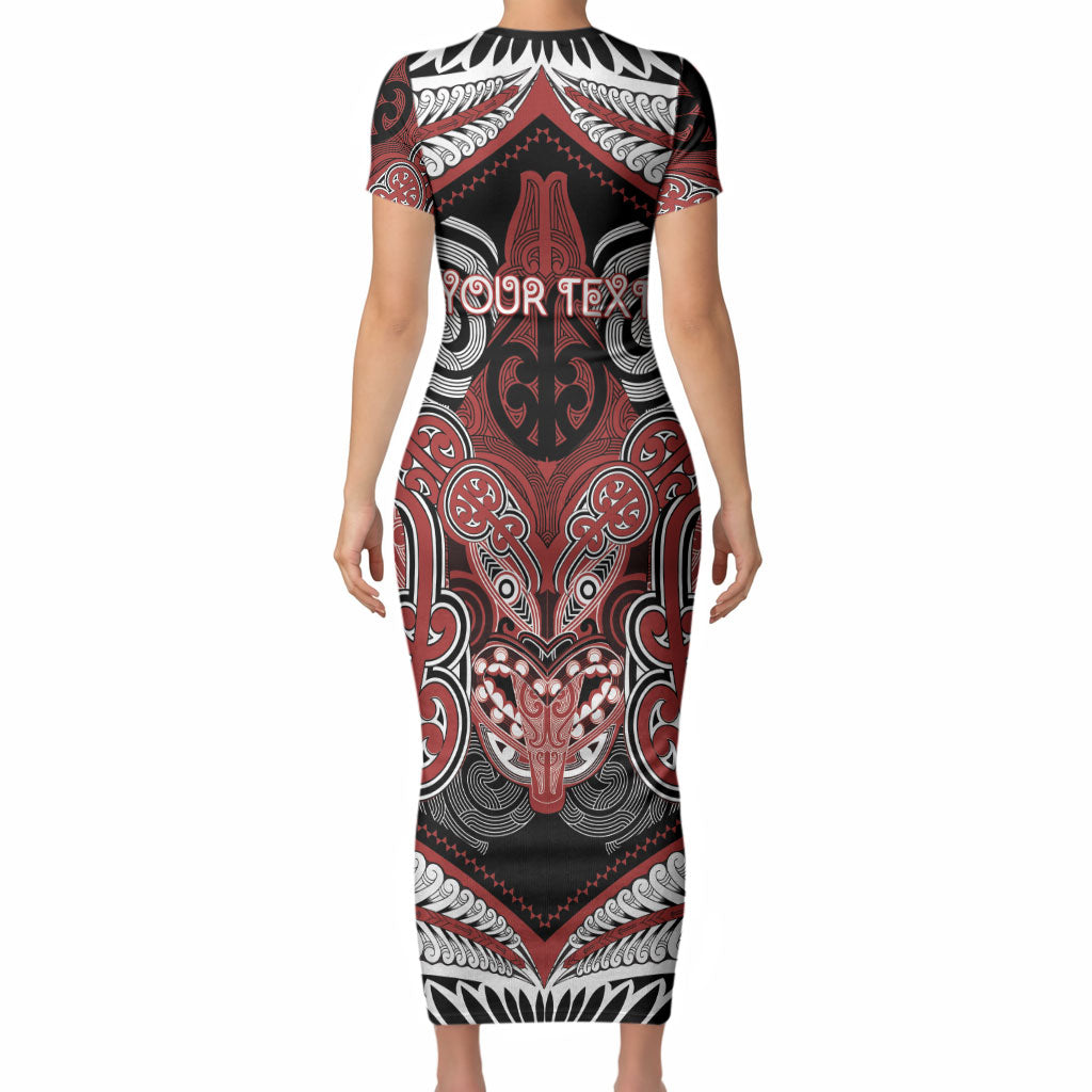 Aotearoa Iwi Ngapuhi Personalised Short Sleeve Bodycon Dress Maori Kowhaiwhai Pattern LT19 - Polynesian Pride