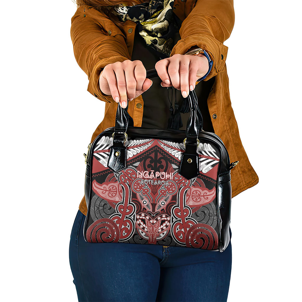 Aotearoa Iwi Ngapuhi Shoulder Handbag Maori Kowhaiwhai Pattern LT19 One Size Red - Polynesian Pride