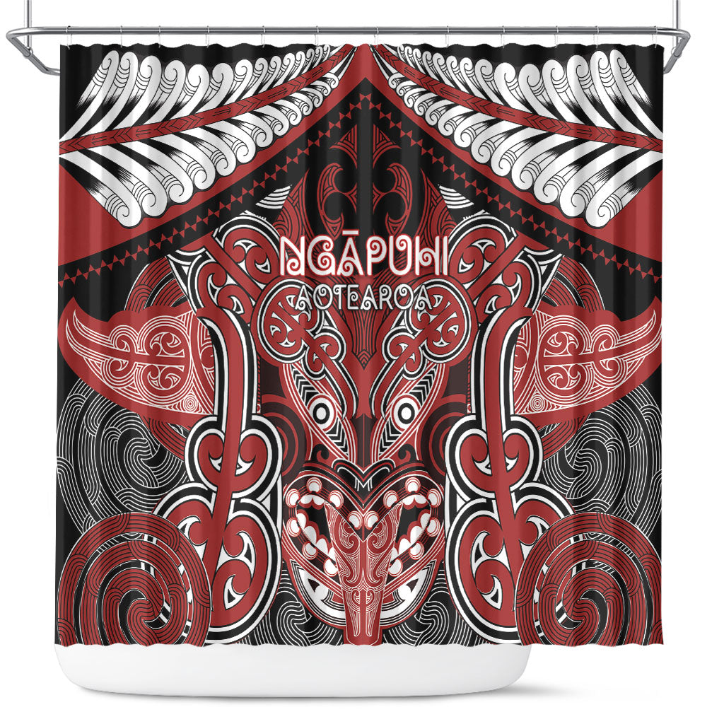 Aotearoa Iwi Ngapuhi Shower Curtain Maori Kowhaiwhai Pattern LT19 Red - Polynesian Pride