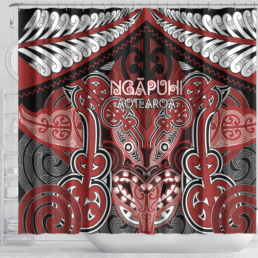 Aotearoa Iwi Ngapuhi Shower Curtain Maori Kowhaiwhai Pattern LT19 - Polynesian Pride