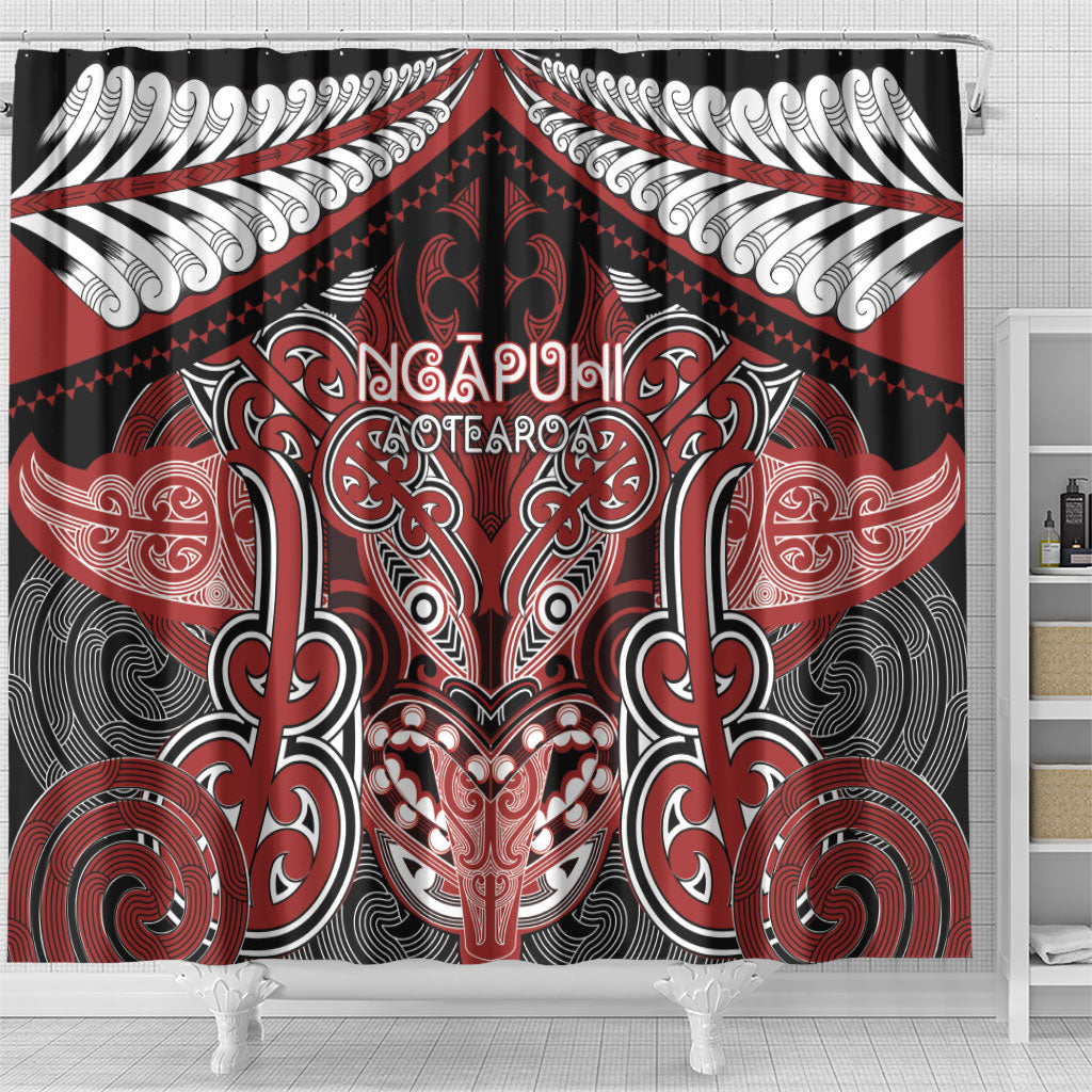 Aotearoa Iwi Ngapuhi Shower Curtain Maori Kowhaiwhai Pattern LT19 - Polynesian Pride