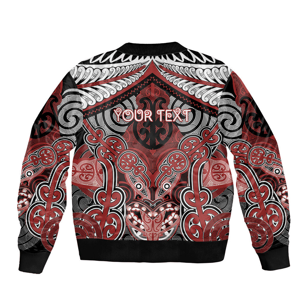 Aotearoa Iwi Ngapuhi Personalised Sleeve Zip Bomber Jacket Maori Kowhaiwhai Pattern LT19 - Polynesian Pride