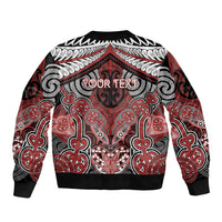 Aotearoa Iwi Ngapuhi Personalised Sleeve Zip Bomber Jacket Maori Kowhaiwhai Pattern LT19 - Polynesian Pride