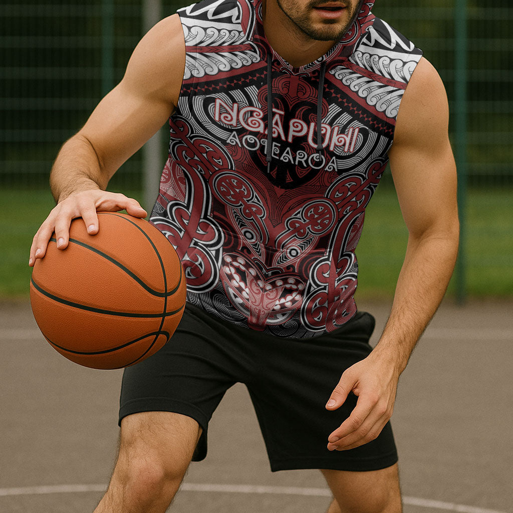 Aotearoa Iwi Ngapuhi Personalised Sleeveless Hoodie Maori Kowhaiwhai Pattern LT19 - Polynesian Pride