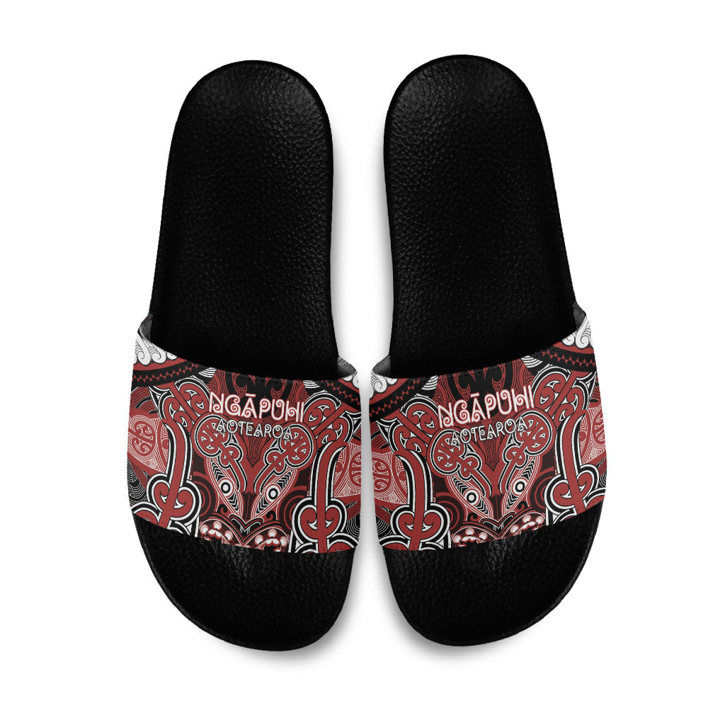 Aotearoa Iwi Ngapuhi Slide Sandals Maori Kowhaiwhai Pattern LT19 Red - Polynesian Pride