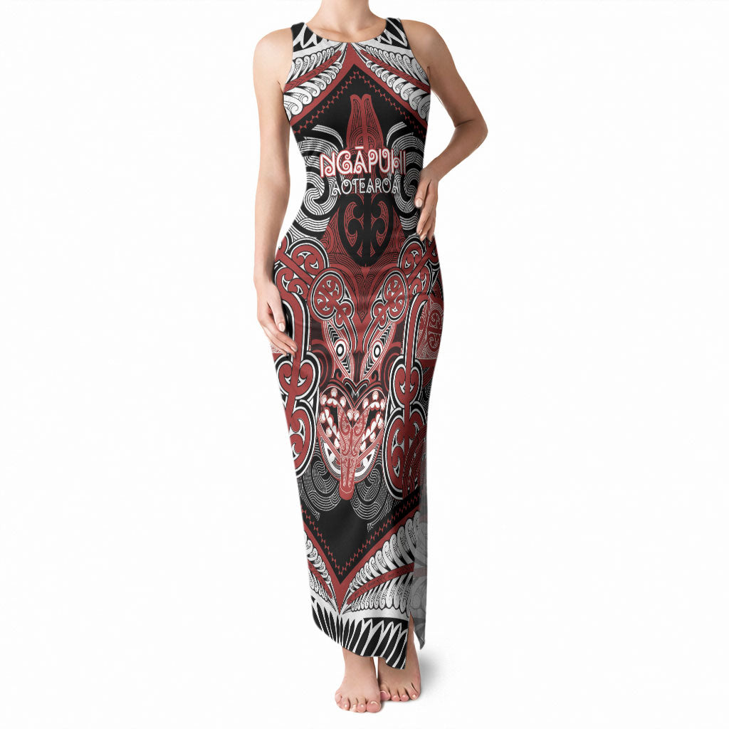 Aotearoa Iwi Ngapuhi Personalised Tank Maxi Dress Maori Kowhaiwhai Pattern LT19 Women Red - Polynesian Pride