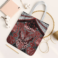 Aotearoa Iwi Ngapuhi Tote Bag Maori Kowhaiwhai Pattern LT19 White Strap One Size Red - Polynesian Pride