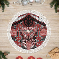Aotearoa Iwi Ngapuhi Tree Skirt Maori Kowhaiwhai Pattern LT19 Fringed Red - Polynesian Pride