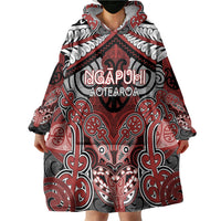 Aotearoa Iwi Ngapuhi Personalised Wearable Blanket Hoodie Maori Kowhaiwhai Pattern LT19 - Polynesian Pride