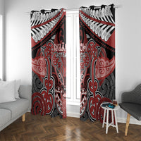 Aotearoa Iwi Ngapuhi Window Curtain Maori Kowhaiwhai Pattern LT19 With Grommets Red - Polynesian Pride