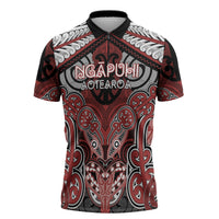 Aotearoa Iwi Ngapuhi Personalised Zipper Polo Shirt Maori Kowhaiwhai Pattern LT19 Red - Polynesian Pride