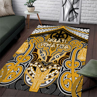 Aotearoa Iwi Ngati Whatua Area Rug Maori Kowhaiwhai Pattern LT19 Yellow - Polynesian Pride