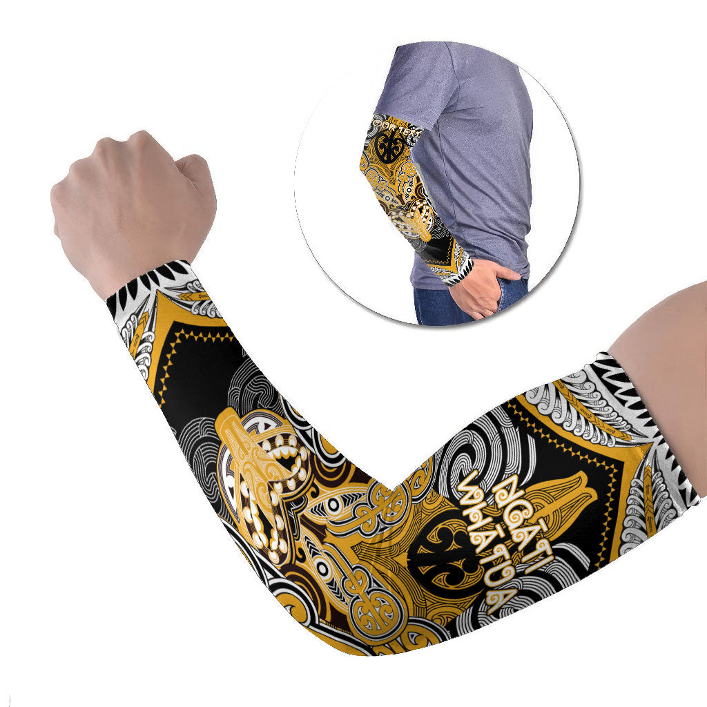 Aotearoa Iwi Ngati Whatua Personalised Arm Sleeves Maori Kowhaiwhai Pattern LT19 Set of 2 Yellow - Polynesian Pride