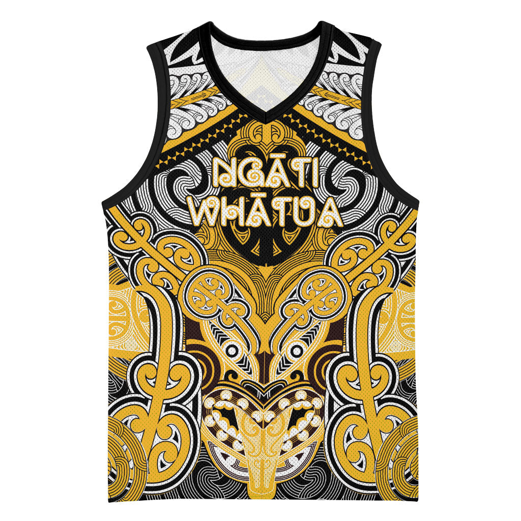 Aotearoa Iwi Ngati Whatua Personalised Basketball Jersey Maori Kowhaiwhai Pattern LT19 Unisex Yellow - Polynesian Pride