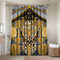 Aotearoa Iwi Ngati Whatua Bathroom Set Maori Kowhaiwhai Pattern LT19 Shower Curtain Only Yellow - Polynesian Pride