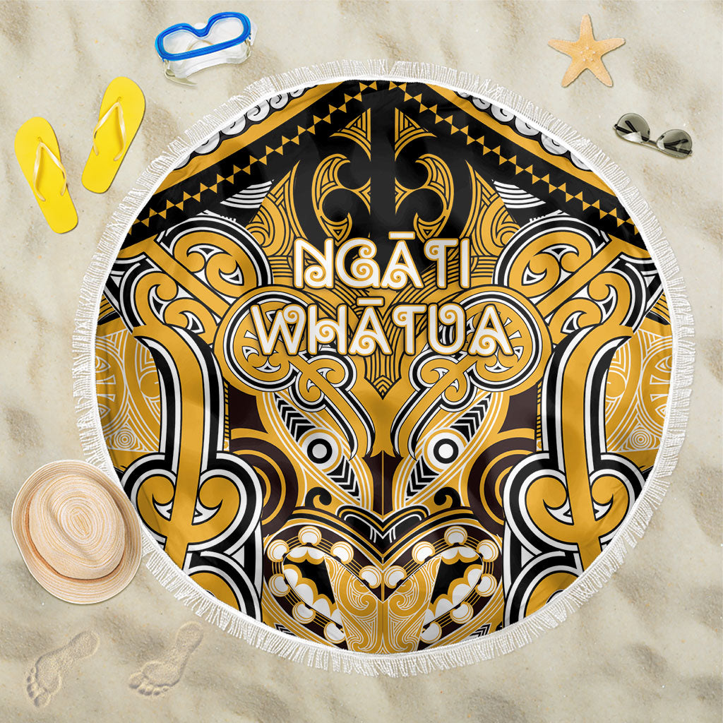 Aotearoa Iwi Ngati Whatua Beach Blanket Maori Kowhaiwhai Pattern LT19 One Size 150cm Yellow - Polynesian Pride