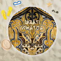 Aotearoa Iwi Ngati Whatua Beach Blanket Maori Kowhaiwhai Pattern LT19 One Size 150cm Yellow - Polynesian Pride