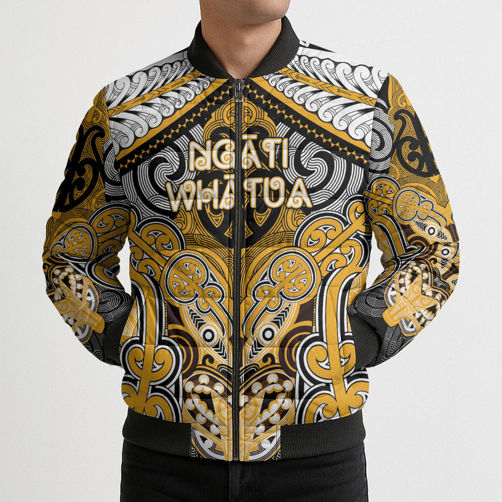 Aotearoa Iwi Ngati Whatua Personalised Bomber Puffer Jacket Maori Kowhaiwhai Pattern LT19 - Polynesian Pride