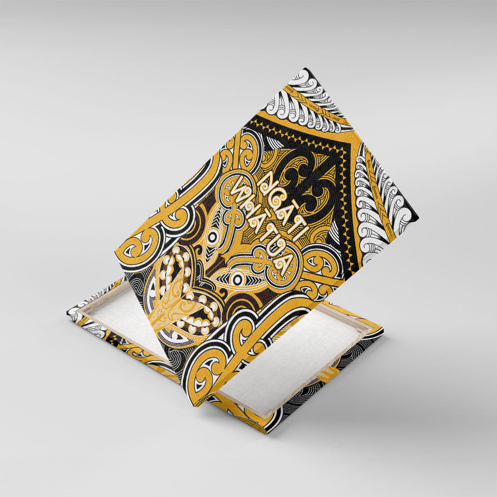 Aotearoa Iwi Ngati Whatua Canvas Wall Art Maori Kowhaiwhai Pattern LT19 With Frame Yellow - Polynesian Pride