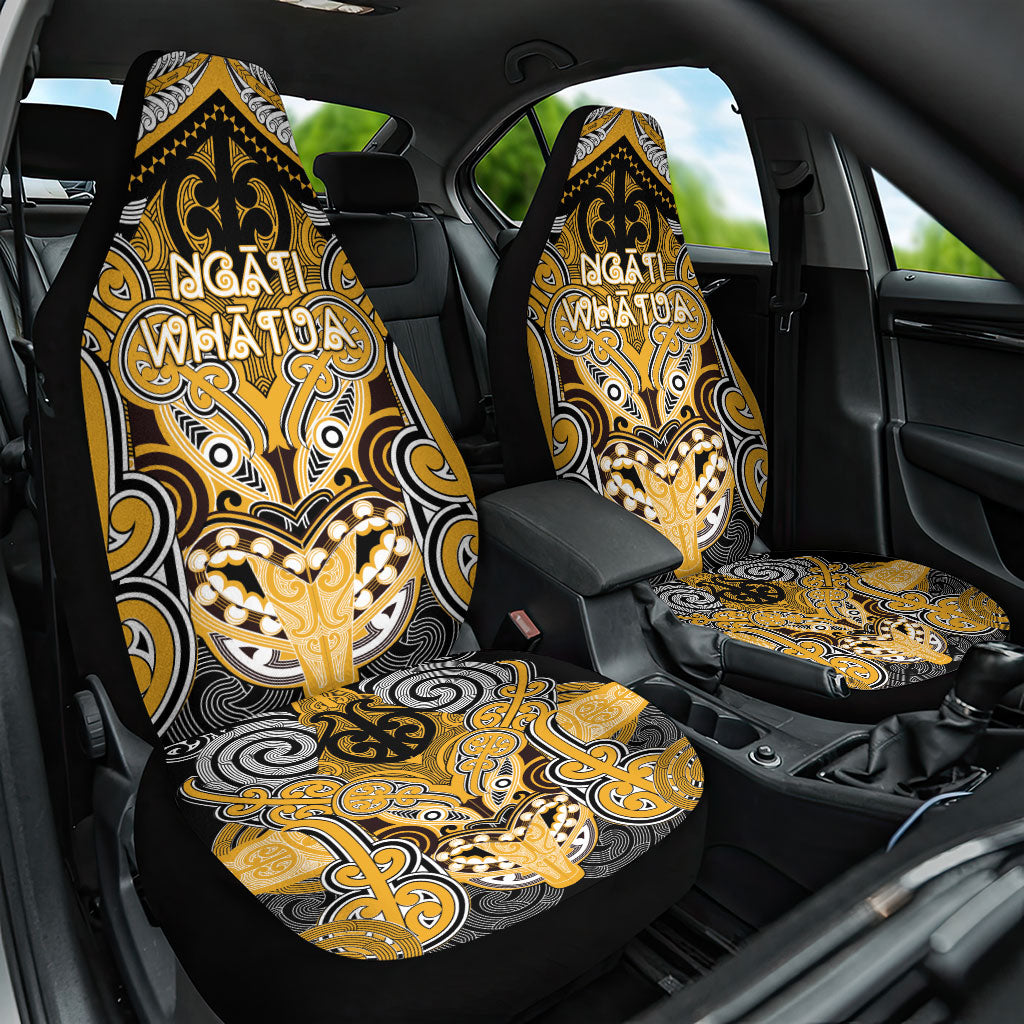 Aotearoa Iwi Ngati Whatua Car Seat Cover Maori Kowhaiwhai Pattern LT19 One Size Yellow - Polynesian Pride