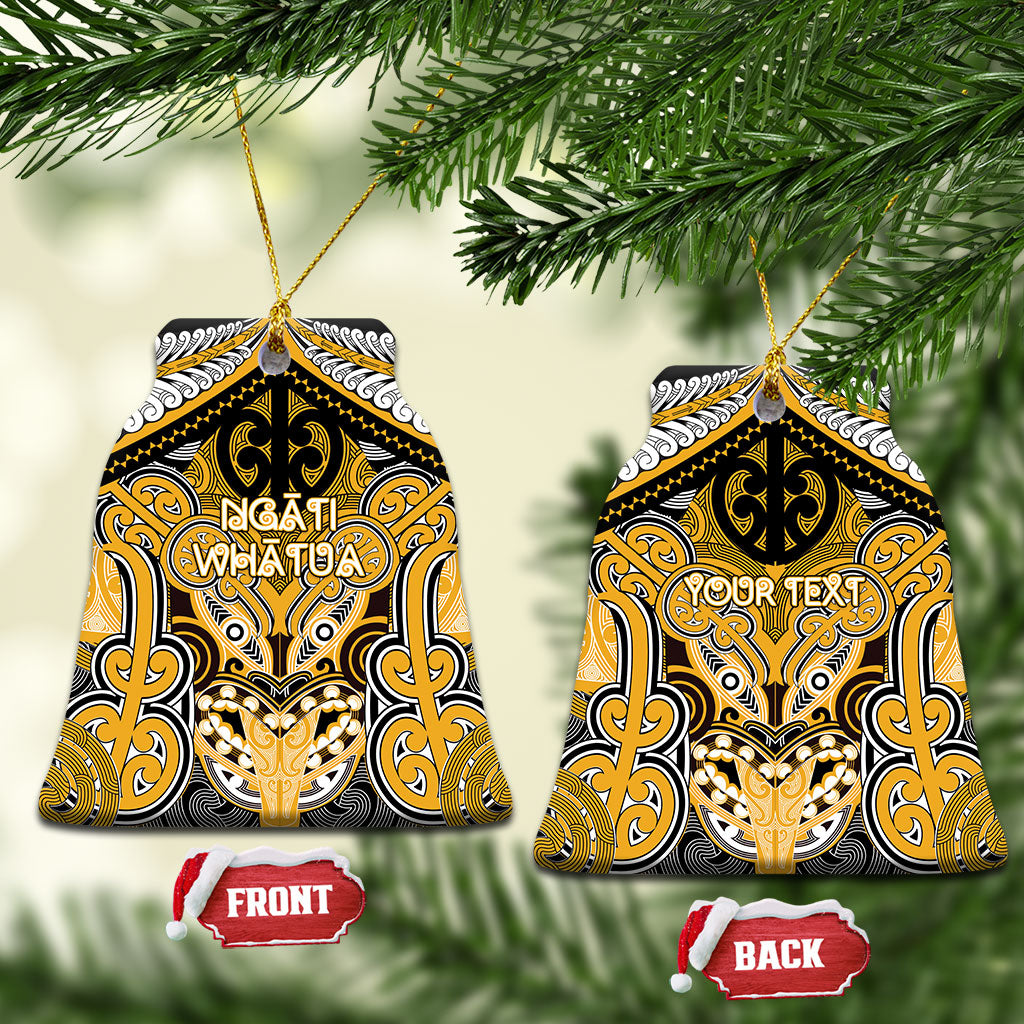 Aotearoa Iwi Ngati Whatua Personalised Ceramic Ornament Maori Kowhaiwhai Pattern LT19 Bell Flake Yellow - Polynesian Pride