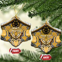 Aotearoa Iwi Ngati Whatua Personalised Ceramic Ornament Maori Kowhaiwhai Pattern LT19 Snow Flake Yellow - Polynesian Pride