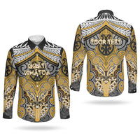 Aotearoa Iwi Ngati Whatua Personalised Couples Matching Mermaid Dress and Long Sleeve Button Shirt Maori Kowhaiwhai Pattern LT19 - Polynesian Pride