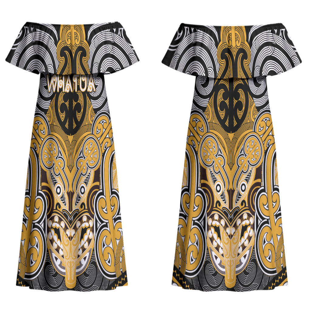 Aotearoa Iwi Ngati Whatua Personalised Couples Matching Off Shoulder Maxi Dress and Hawaiian Shirt Maori Kowhaiwhai Pattern LT19 - Polynesian Pride