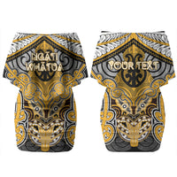 Aotearoa Iwi Ngati Whatua Personalised Couples Matching Off Shoulder Short Dress and Hawaiian Shirt Maori Kowhaiwhai Pattern LT19 - Polynesian Pride