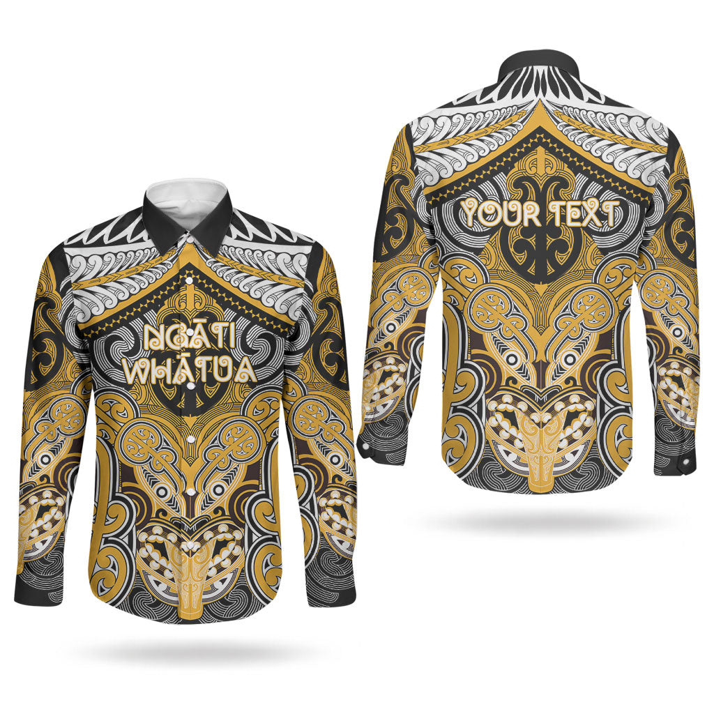 Aotearoa Iwi Ngati Whatua Personalised Couples Matching Puletasi and Long Sleeve Button Shirt Maori Kowhaiwhai Pattern LT19 - Polynesian Pride