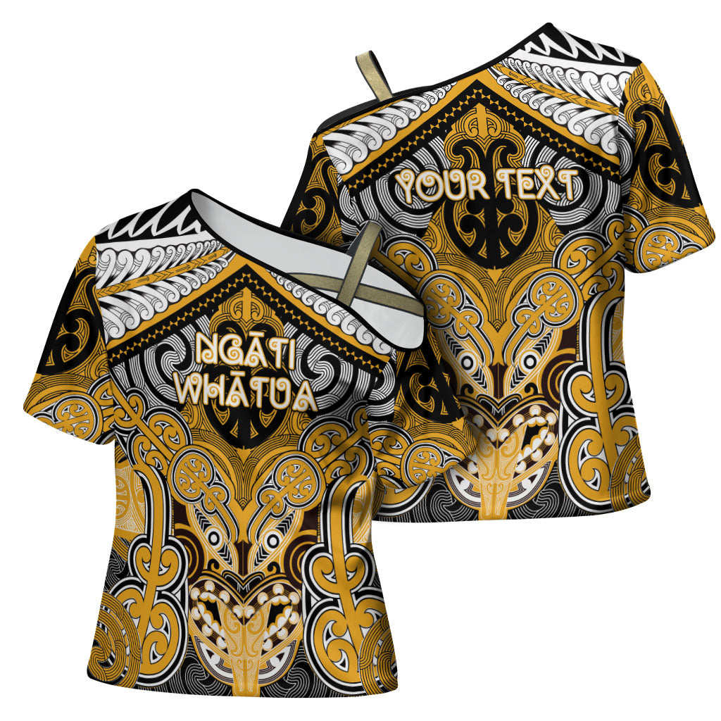Aotearoa Iwi Ngati Whatua Personalised Cross Shoulder Shirt Maori Kowhaiwhai Pattern LT19 - Polynesian Pride