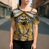 Aotearoa Iwi Ngati Whatua Personalised Cross Shoulder Shirt Maori Kowhaiwhai Pattern LT19 - Polynesian Pride