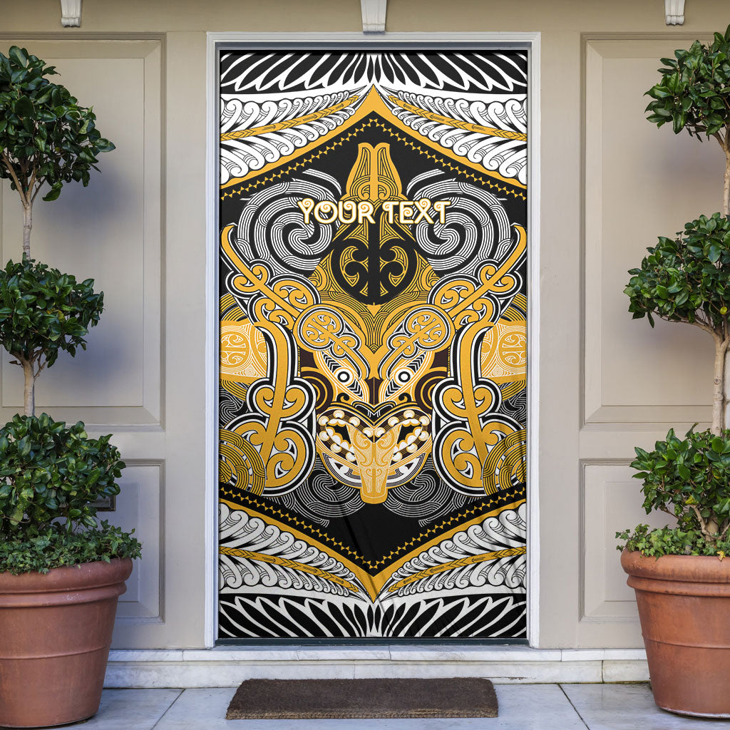 Aotearoa Iwi Ngati Whatua Personalised Door Cover Maori Kowhaiwhai Pattern LT19 Yellow - Polynesian Pride