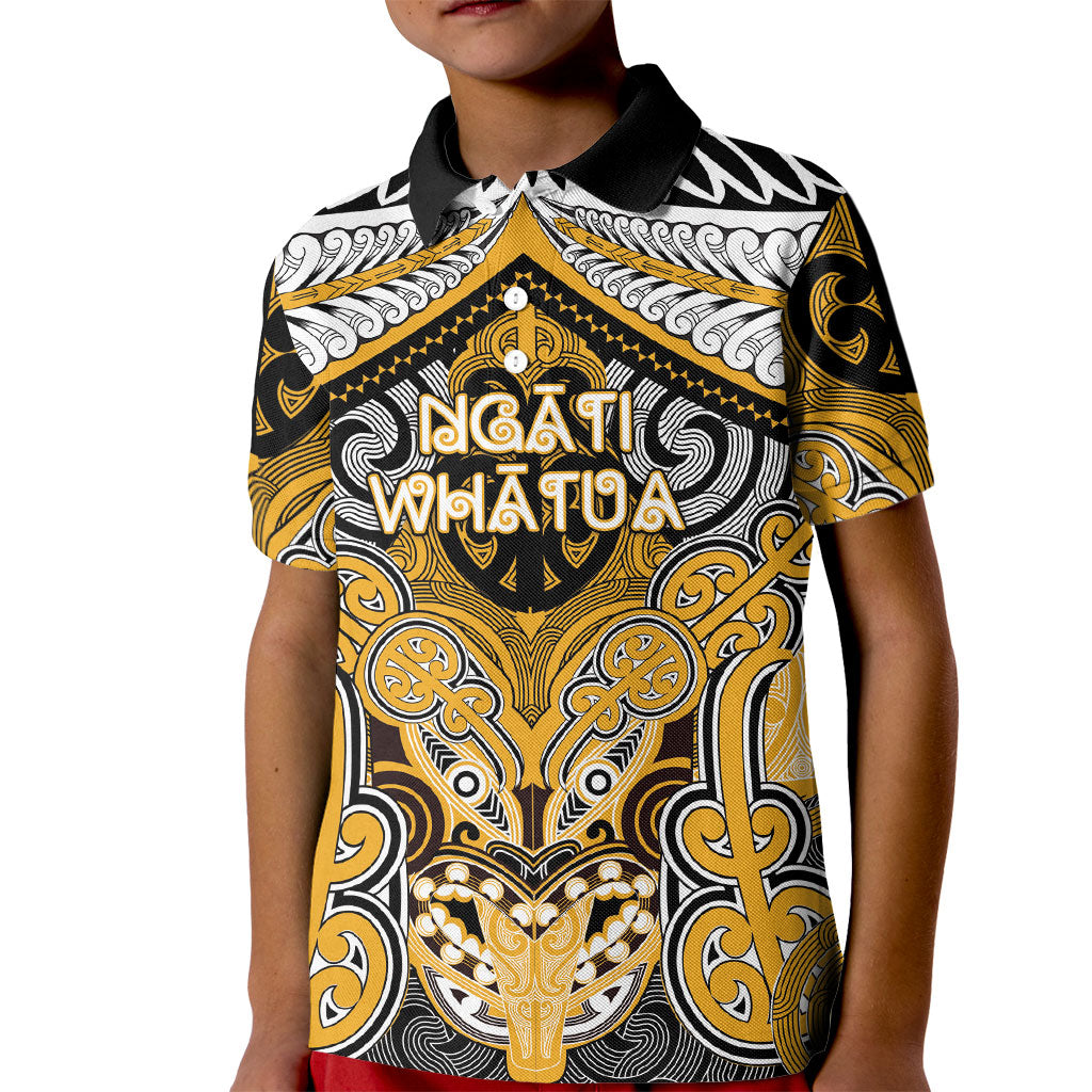 Aotearoa Iwi Ngati Whatua Personalised Kid Polo Shirt Maori Kowhaiwhai Pattern LT19 Kid Yellow - Polynesian Pride