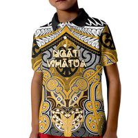 Aotearoa Iwi Ngati Whatua Personalised Kid Polo Shirt Maori Kowhaiwhai Pattern LT19 Kid Yellow - Polynesian Pride