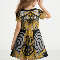 Aotearoa Iwi Ngati Whatua Personalised Kid Short Sleeve Dress Maori Kowhaiwhai Pattern LT19 - Polynesian Pride