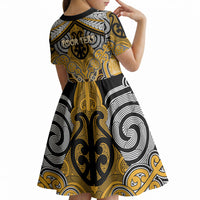 Aotearoa Iwi Ngati Whatua Personalised Kid Short Sleeve Dress Maori Kowhaiwhai Pattern LT19 - Polynesian Pride