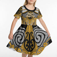 Aotearoa Iwi Ngati Whatua Personalised Kid Short Sleeve Dress Maori Kowhaiwhai Pattern LT19 - Polynesian Pride