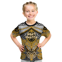 Aotearoa Iwi Ngati Whatua Personalised Kid T Shirt Maori Kowhaiwhai Pattern LT19 Yellow - Polynesian Pride